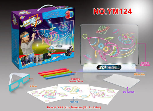 🌈 DoodleBeam™ 3D Flash Drawing Board ✨🖍️ – Light-Up Art Fun in Full Color!
