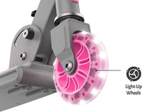 Leo Folding Kick Scooter - Vibrant Pink with Light-Up Wheels, Adjustable Handlebar & Easy Folding Design for Kids 5+