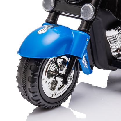 Kids Ride On Motorcycle Toy, 3-Wheel Chopper Motorbike with LED Colorful Headlights Horn, Blue 6V Battery Powered Riding on Electric Harley Motorcycle for Boys Girls - The Little Big Store