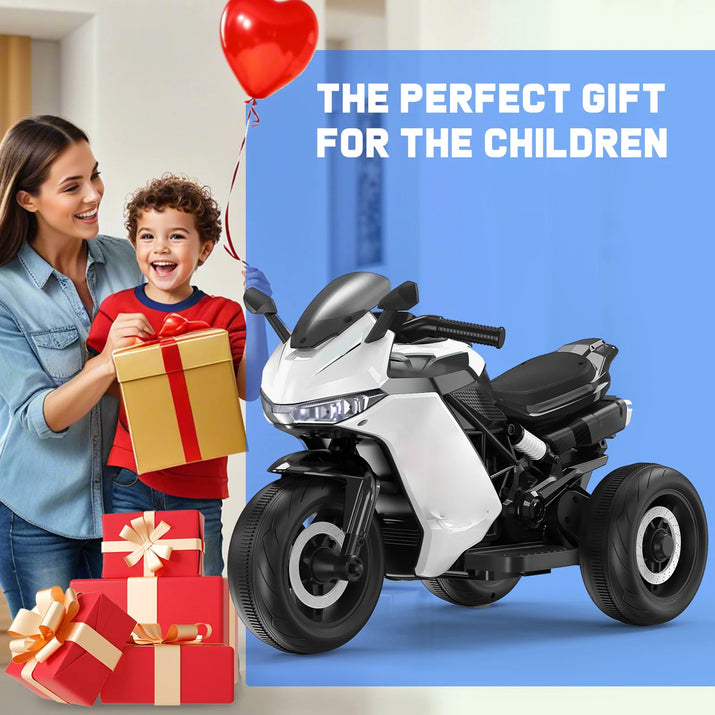 12V Motorcycle for Kids, Electric Motorcycle with 3 Wheels&Music ,Ride on Toys for Boy Girl