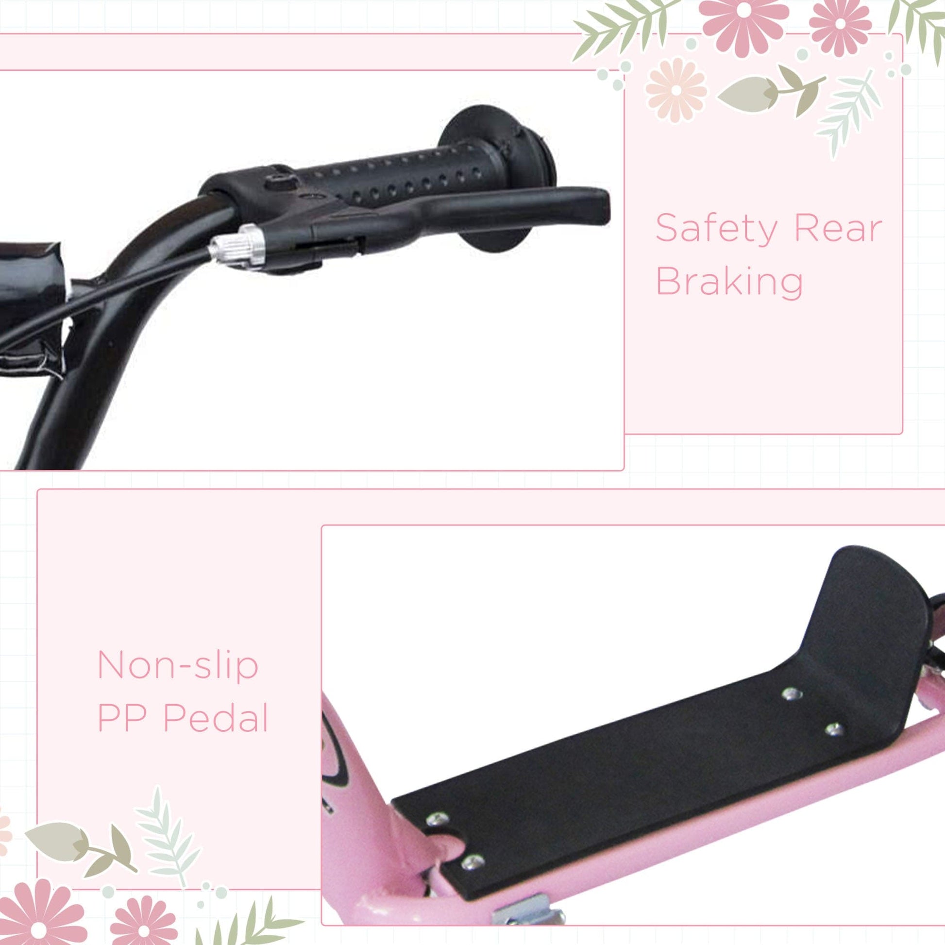 HOMCOM Kick Scooter for Kids 5-12 Years Old, Big Wheel Kids Scooter with Adjustable Height Handlebar, Non-slip Footplate, Rear Brake, Pink - The Little Big Store
