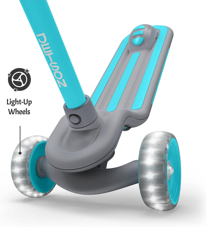 Gleam Kids Kick Scooter - Light Up Your Ride with LED Wheels, Adjustable Handlebar, and Enhanced Stability for Ages 3+
