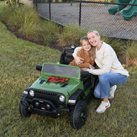 12V Ride on Toy, 2-Seater Kids Ride-On Truck Electric Car with Remote, Bluetooth - Green