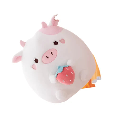 Cow & Strawberry Cat Plush Pillow – Soft Huggable Toy for Girls and Friends - The Little Big Store