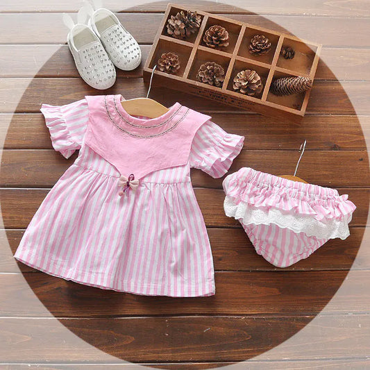 👑Little Princess Summer Dress & Shorts Set – Cute & Comfy Pink Outfit for Girls (1-3 Years)