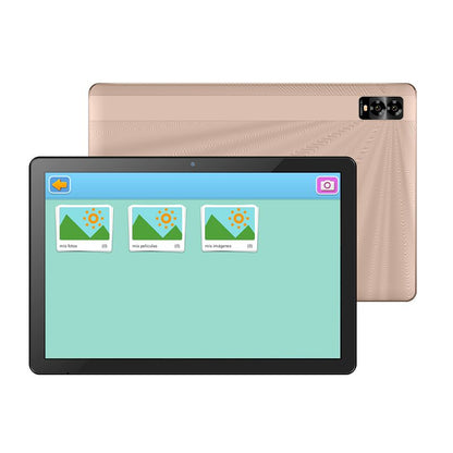 Tablet with a screen displaying app icons on a white background