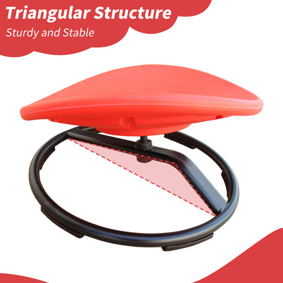 Red triangular structure with a stable base on a white background