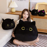 Plush Pillow Round Black Cat - The Little Big Store