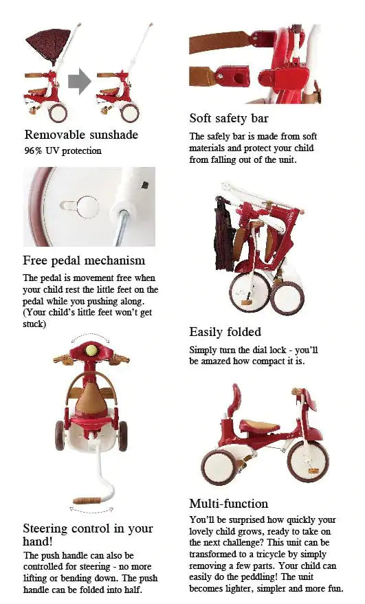 iimo 3-in-1 Foldable Tricycle with Canopy - The Little Big Store