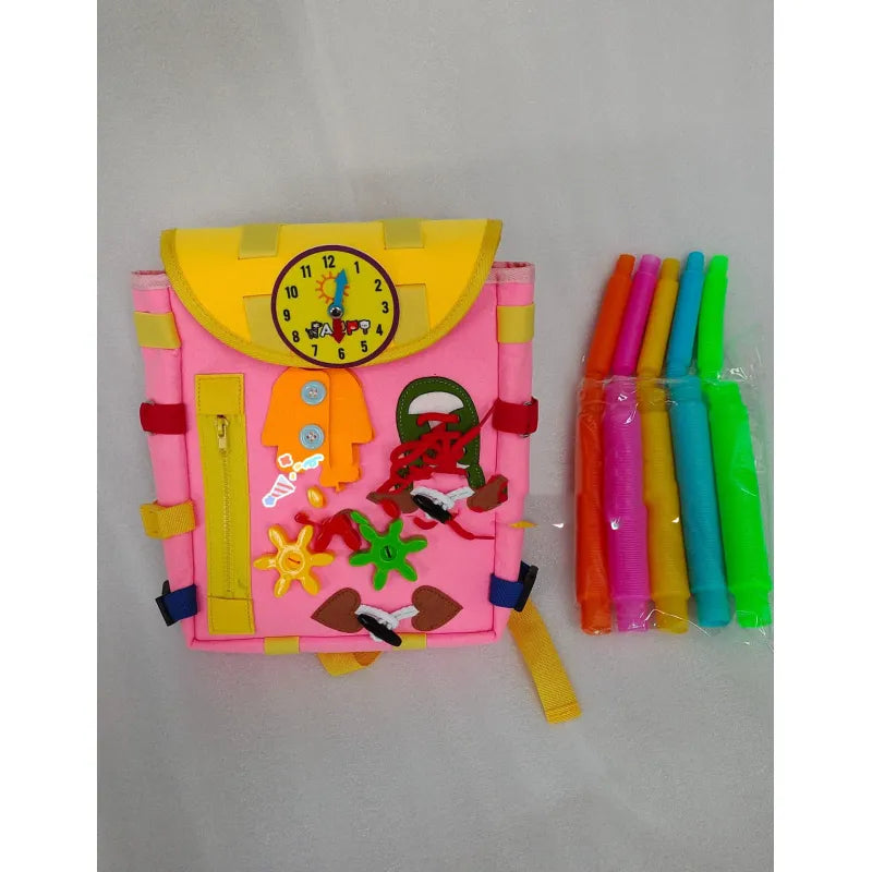SkillMaster Toddler Busy Board Backpack – Buckles & Learning Activity Set for Life Skills - The Little Big Store