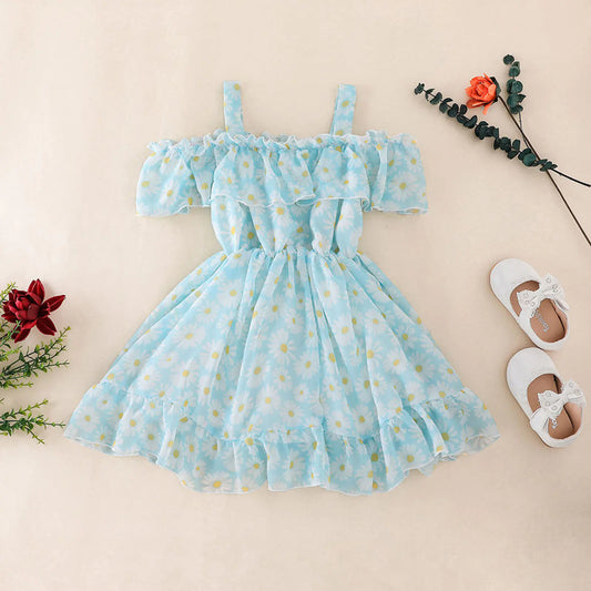 🌸 BloomBelle™ Floral Suspender Princess Dress 👗 – Summer Charm for Stylish Little Girls!
