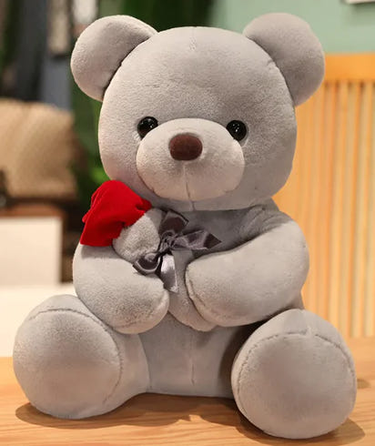 Hugging Roses Teddy Bear Plush Pillow - The Little Big Store