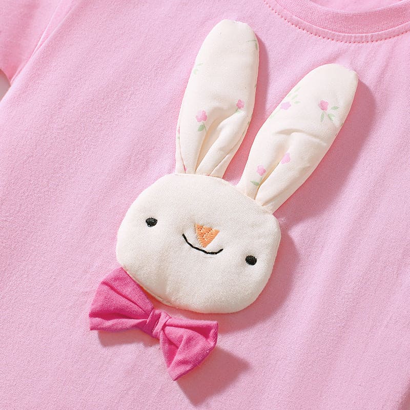 Summer Baby Kids Cartoon Rabbit Pattern T-shirt and Striped Bloomers - The Little Big Store