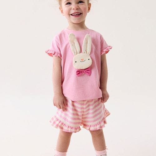 Summer Baby Kids Cartoon Rabbit Pattern T-shirt and Striped Bloomers - The Little Big Store
