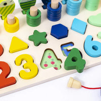 3-in-1 Wooden Educational Toy - Color, Number & Shape Puzzle - The Little Big Store