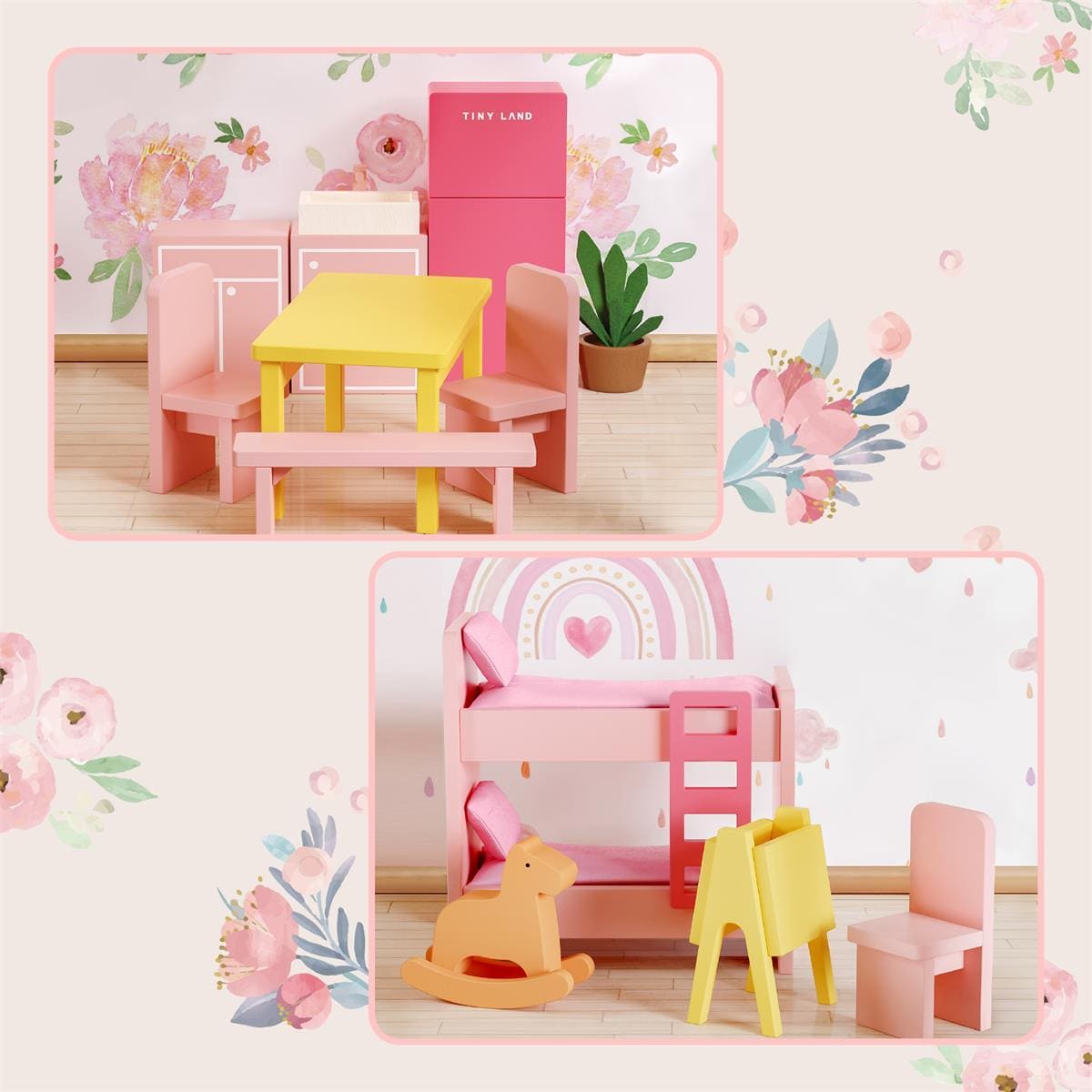 Tiny Land® Love Dollhouse with 30 Furniture - The Little Big Store