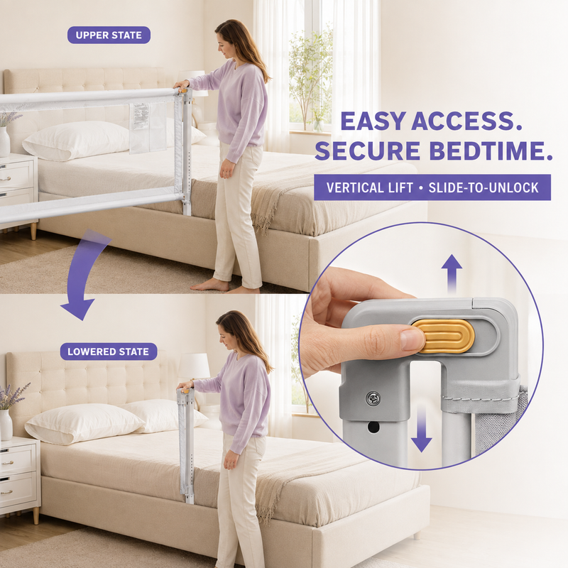 Extra-Long Adjustable Toddler Bed Rail Guard – Vertical Lift Safety Rail