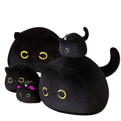 Plush Pillow Round Black Cat - The Little Big Store