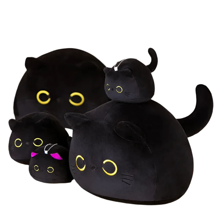 Plush Pillow Round Black Cat - The Little Big Store