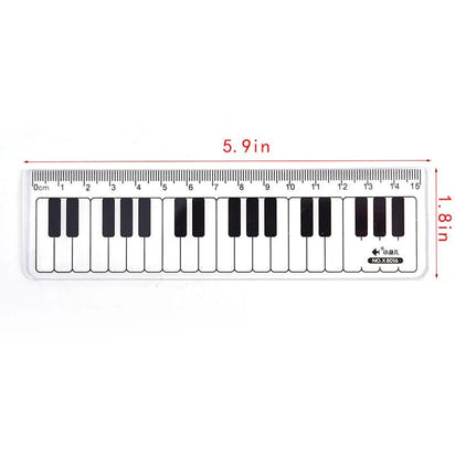 Cute Musical Notes Piano Keyboard Plastic Straight Ruler Bookmark - The Little Big Store