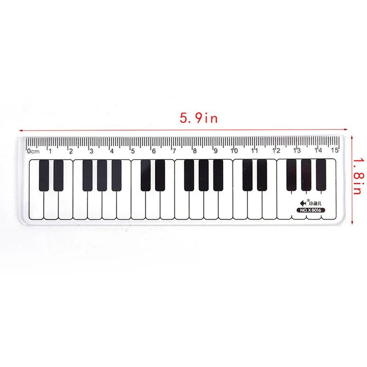 Cute Musical Notes Piano Keyboard Plastic Straight Ruler Bookmark - The Little Big Store