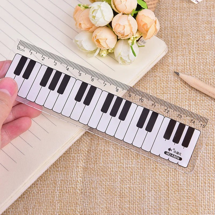 Cute Musical Notes Piano Keyboard Plastic Straight Ruler Bookmark - The Little Big Store
