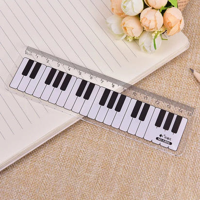 Cute Musical Notes Piano Keyboard Plastic Straight Ruler Bookmark - The Little Big Store