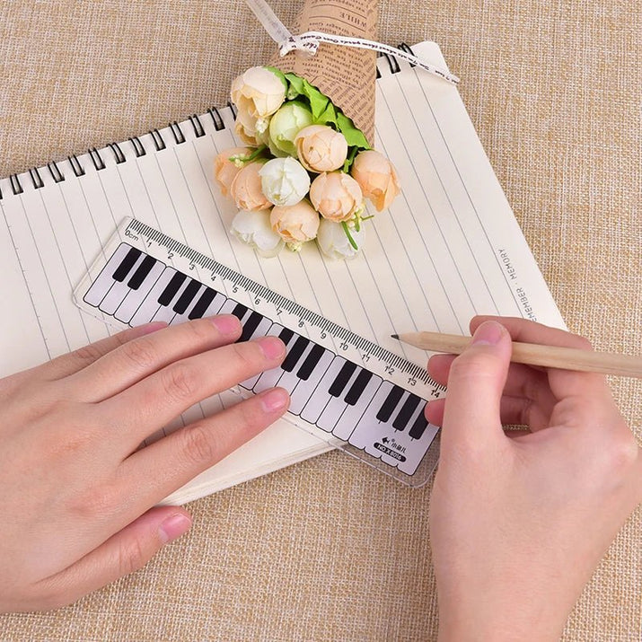 Cute Musical Notes Piano Keyboard Plastic Straight Ruler Bookmark - The Little Big Store
