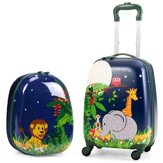2 Pieces 12 Inch 16 Inch Kids Luggage Set with Backpack and Suitcase for Travel - The Little Big Store