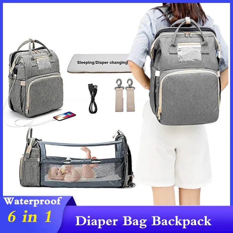 Fashion-Forward Portable Folding Crib Diaper Bag: The Ultimate Multi-Function Baby Backpack!