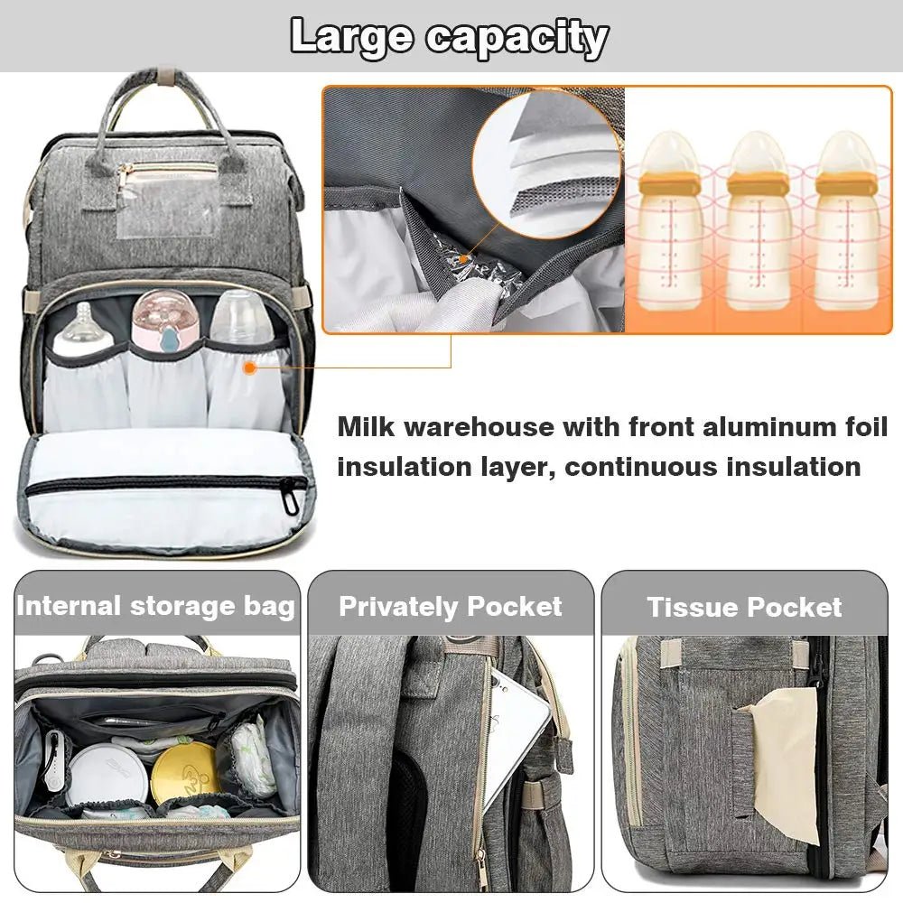 2024 Fashion-Forward Portable Folding Crib Diaper Bag: The Ultimate Multi-Function Baby Backpack! - The Little Big Store