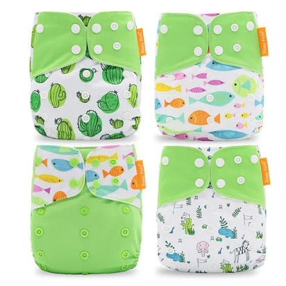 4Pcs/Set Waterproof & Reusable Cloth Diaper Covers - Fashionable Essentials for Your Little Trendsetter! - The Little Big Store