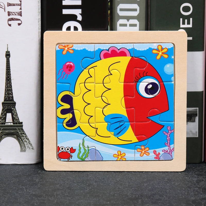Critter Commute: Baby Animal Traffic Wooden Tangram Puzzle - The Little Big Store