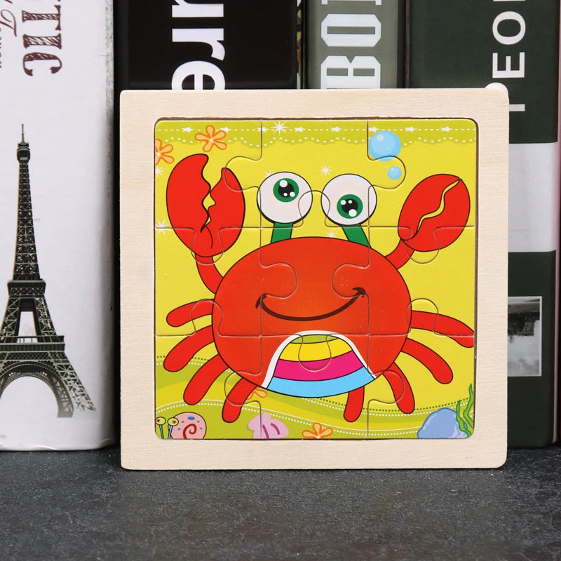 Critter Commute: Baby Animal Traffic Wooden Tangram Puzzle - The Little Big Store