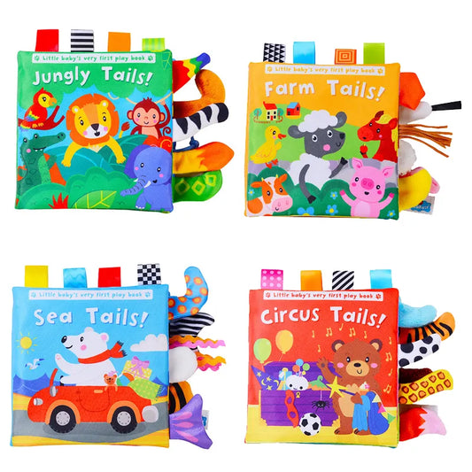 New Baby Toys: Cartoon Animals Tail Baby Cloth Book