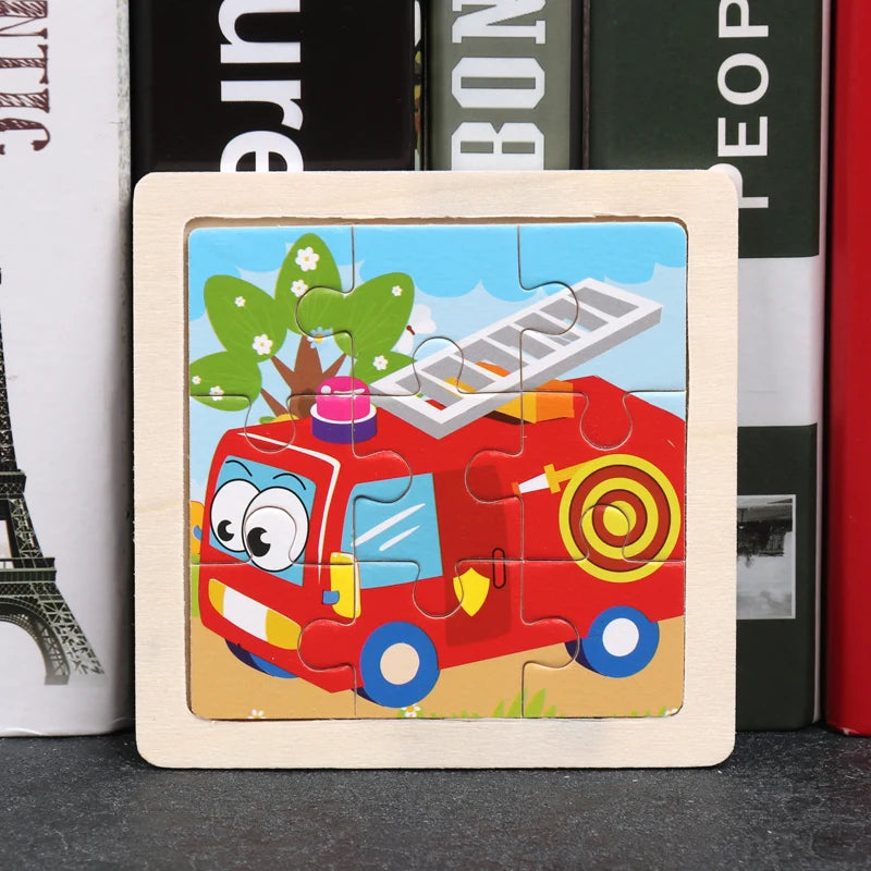 Critter Commute: Baby Animal Traffic Wooden Tangram Puzzle - The Little Big Store