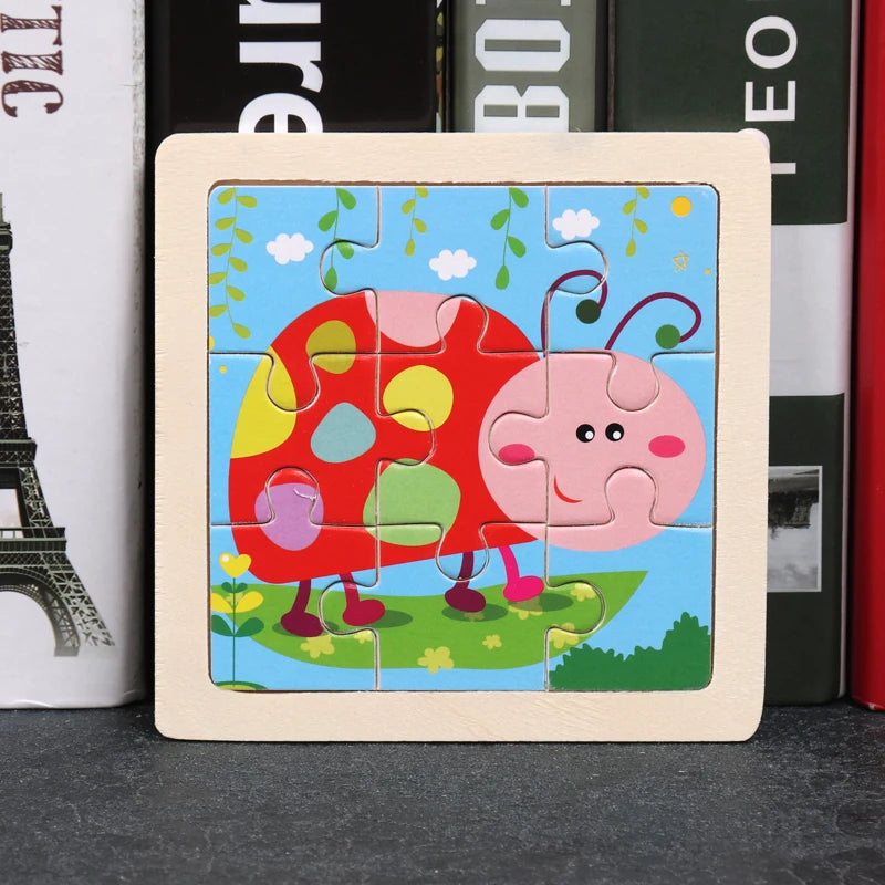 Critter Commute: Baby Animal Traffic Wooden Tangram Puzzle - The Little Big Store