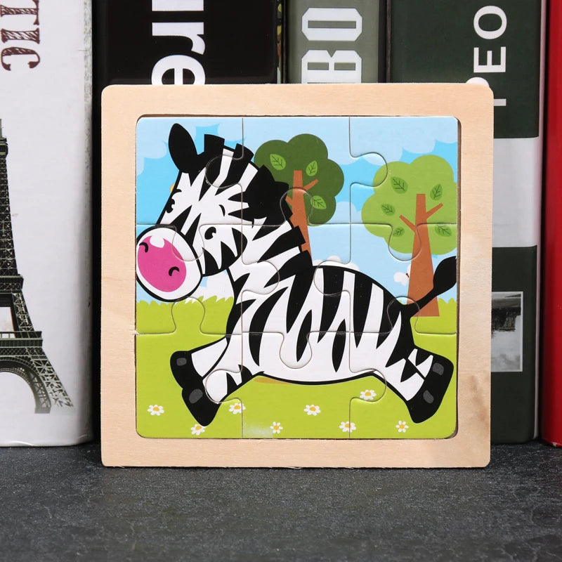 Critter Commute: Baby Animal Traffic Wooden Tangram Puzzle - The Little Big Store