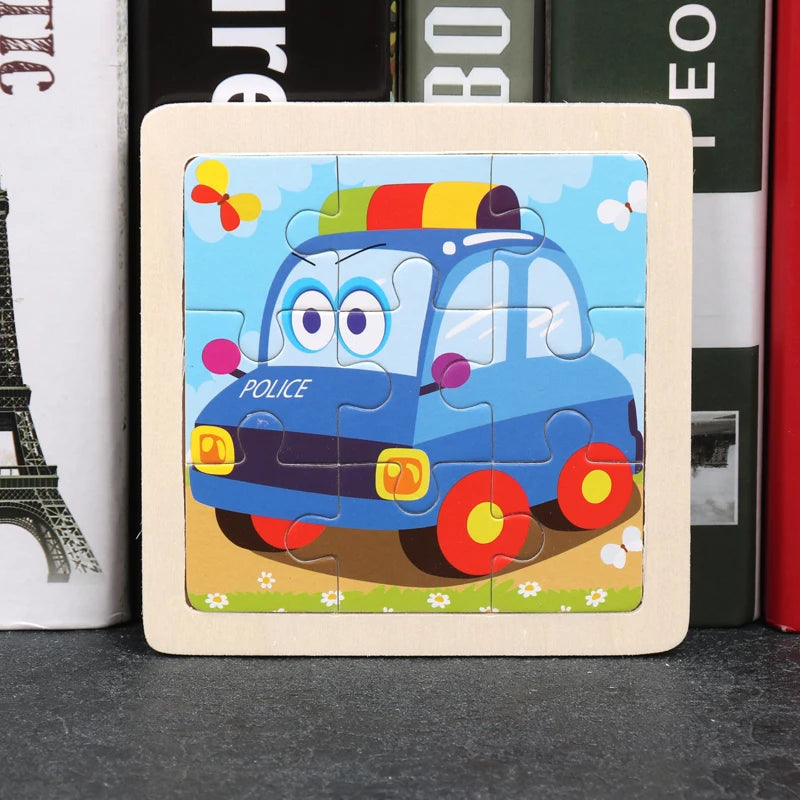 Critter Commute: Baby Animal Traffic Wooden Tangram Puzzle - The Little Big Store