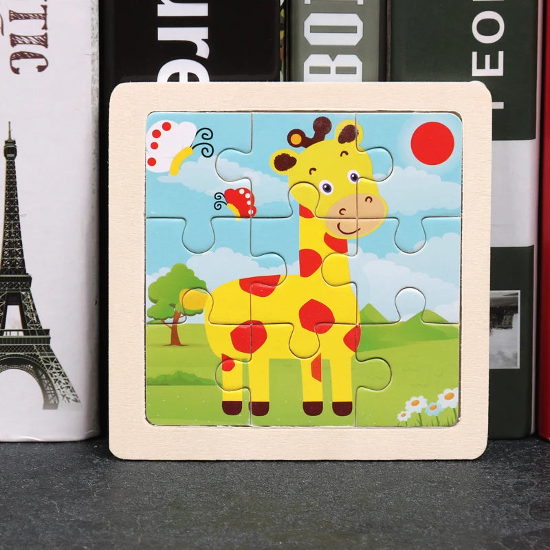 Critter Commute: Baby Animal Traffic Wooden Tangram Puzzle - The Little Big Store