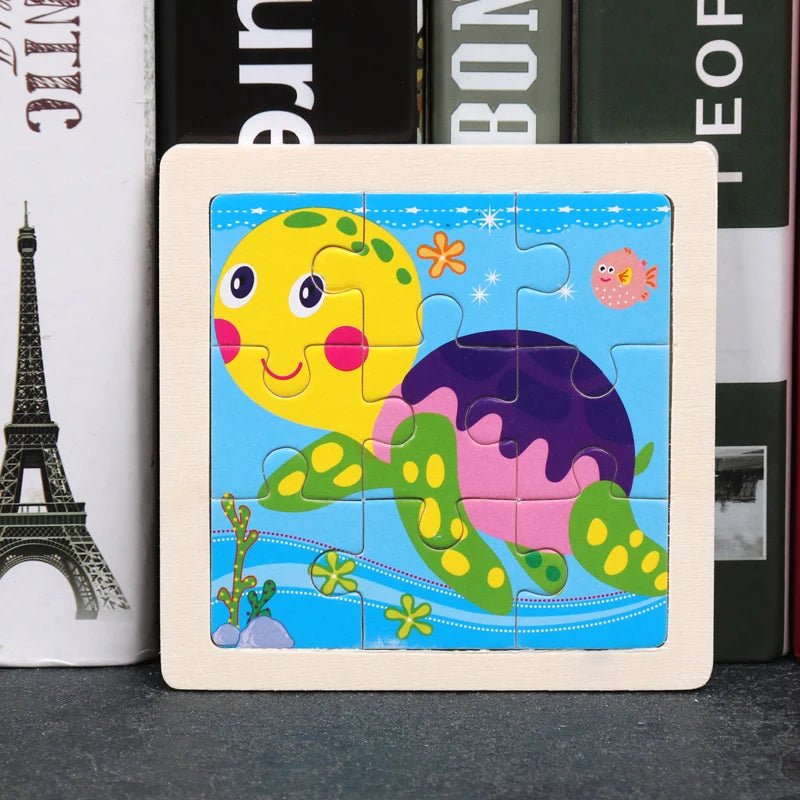 Critter Commute: Baby Animal Traffic Wooden Tangram Puzzle - The Little Big Store