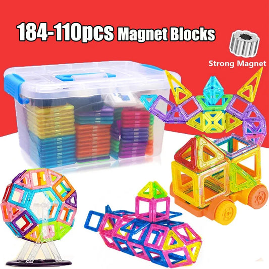 Mini Size Magnetic Constructor Set: 110-184pcs Magnet Blocks, Model Building Educational Toys for Children's Gifts