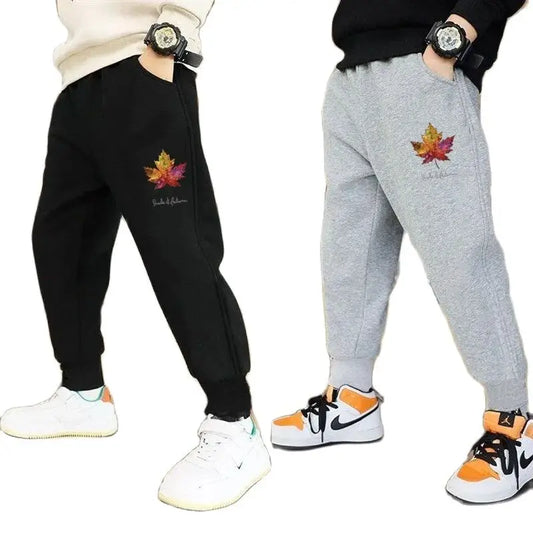 Maple Leaf Marvel: Boys' Cotton Jogger Sports Pants - Comfy, Cool, and Ready for Adventure!