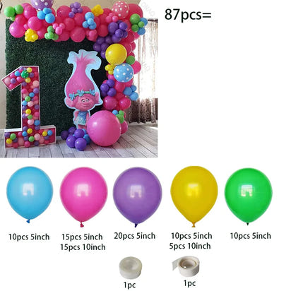 Troll-tastic Party Delight: Princess Balloon Decoration Set for Magical Birthdays! - The Little Big Store