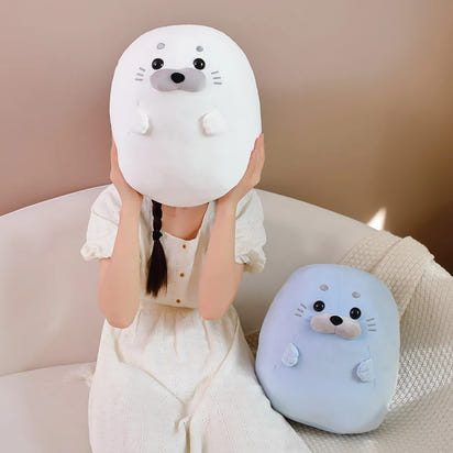 Snuggle Up with our Kawaii Round Seal Plush Doll! - The Little Big Store
