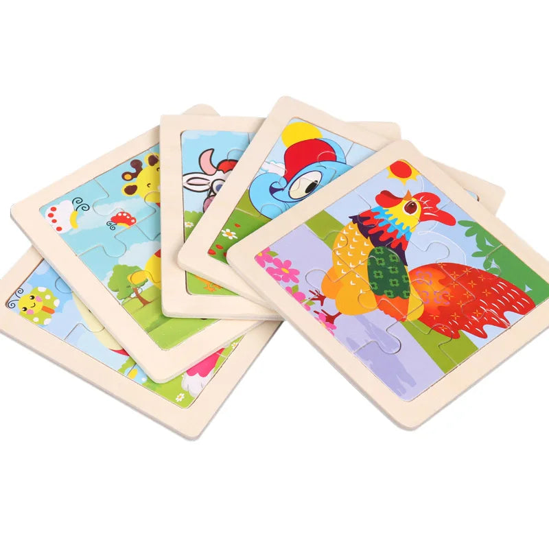 Critter Commute: Baby Animal Traffic Wooden Tangram Puzzle - The Little Big Store