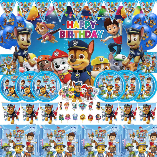 Paw Patrol Extravaganza: Anime Birthday Party Decorations with Tableware – Children's Favorite Toys and Accessories, Perfect for Paw-some Celebrations!