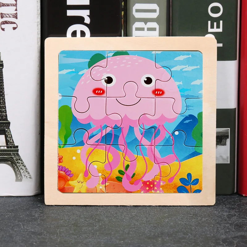 Critter Commute: Baby Animal Traffic Wooden Tangram Puzzle - The Little Big Store