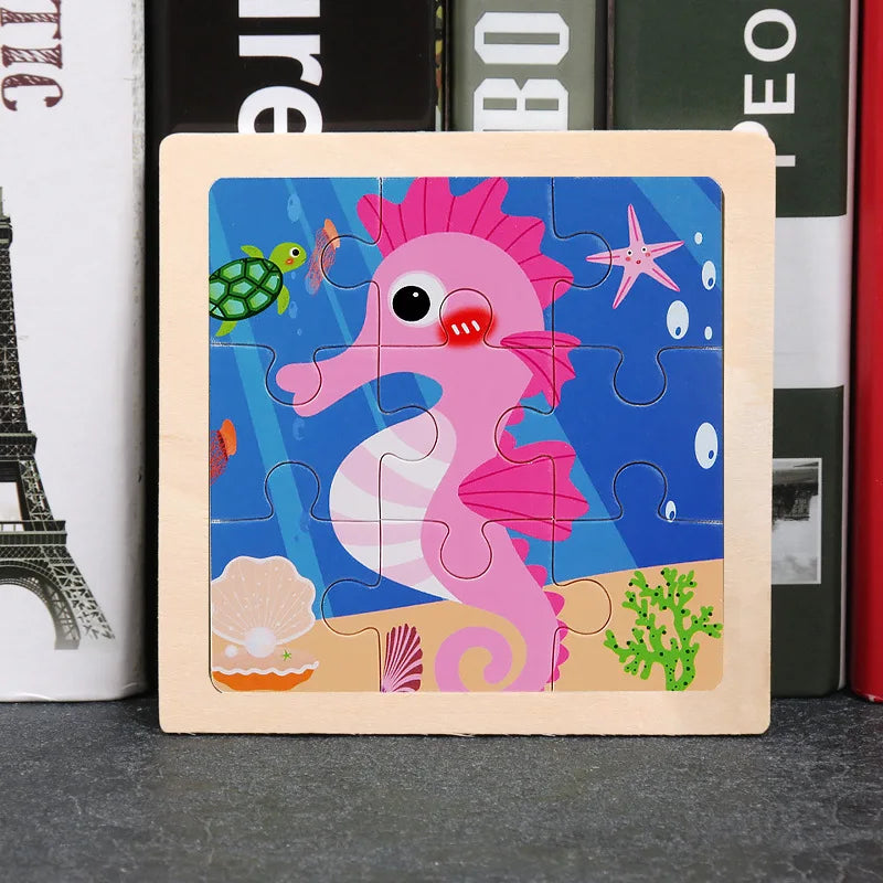 Critter Commute: Baby Animal Traffic Wooden Tangram Puzzle - The Little Big Store