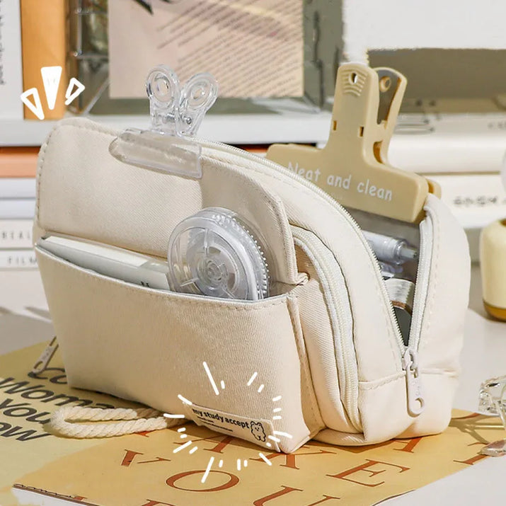 ✏️🎒 Student Cute Pencil Bag: Button Cotton Cord Cloth Stationery Bag - Large Capacity Storage Bag for School Supplies! 🌟📚 - The Little Big Store